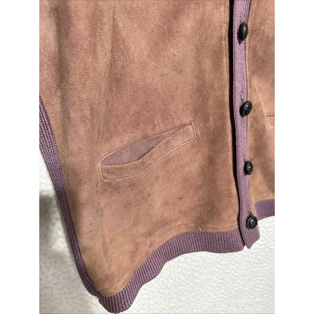 VTG 60’s Glenhusky Scotland Wool Suede Grandpa Cardigan Sweater L Cabincore